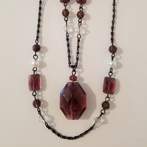 Premier Design Purple & Pearl Necklace - Picture 3 of 4